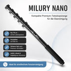 MILURY NANO Asta telescopica 78cm-250cm per la pulizia del vetro
