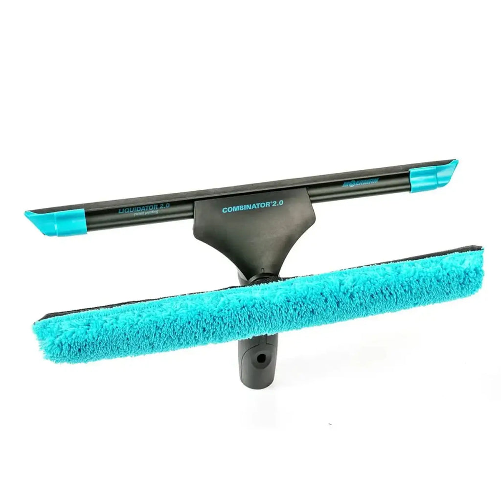 Teal und schwarze moerman combinator fensterwischer griff 2 0 mit weichem mikrofaserkopf zum reinigen von fenstern