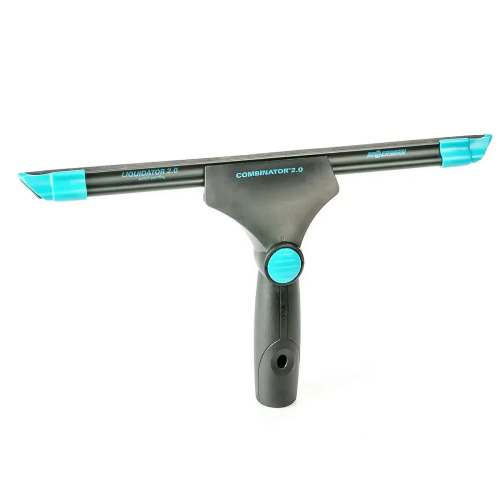 Moerman combinator fensterwischer griff 2.0 schwarz und teal mit ergonomischem griff und verstellbarem kopf