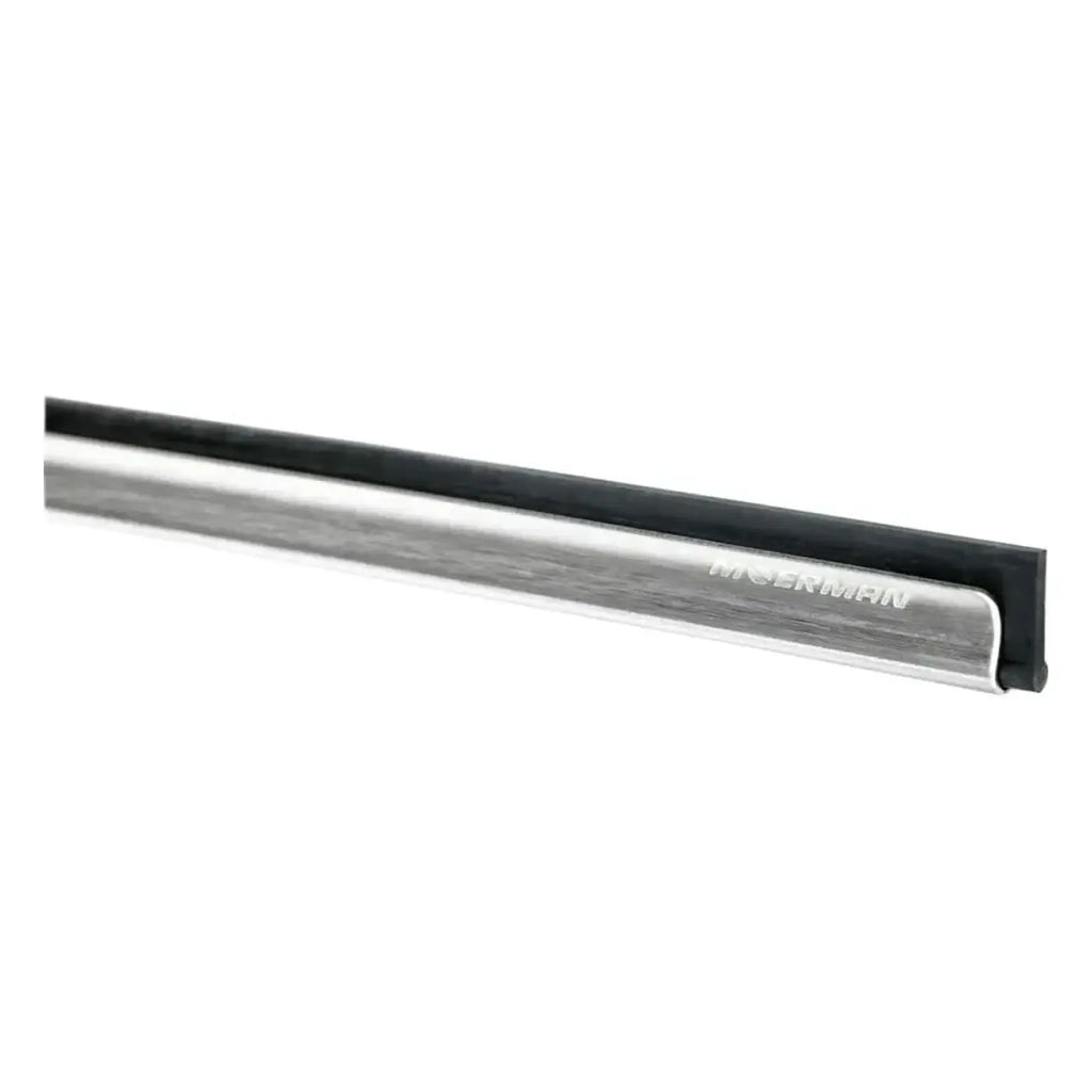 Silberner edelstahl fensterabzieher mit schwarzem gummiblatt von wacerman aus der moerman dura-flex serie