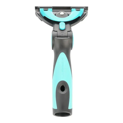 Moerman excelerator fensterwischer griff 2.0 in teal und schwarz mit gebogenem kopf und ergonomischem griff aus kunststoff