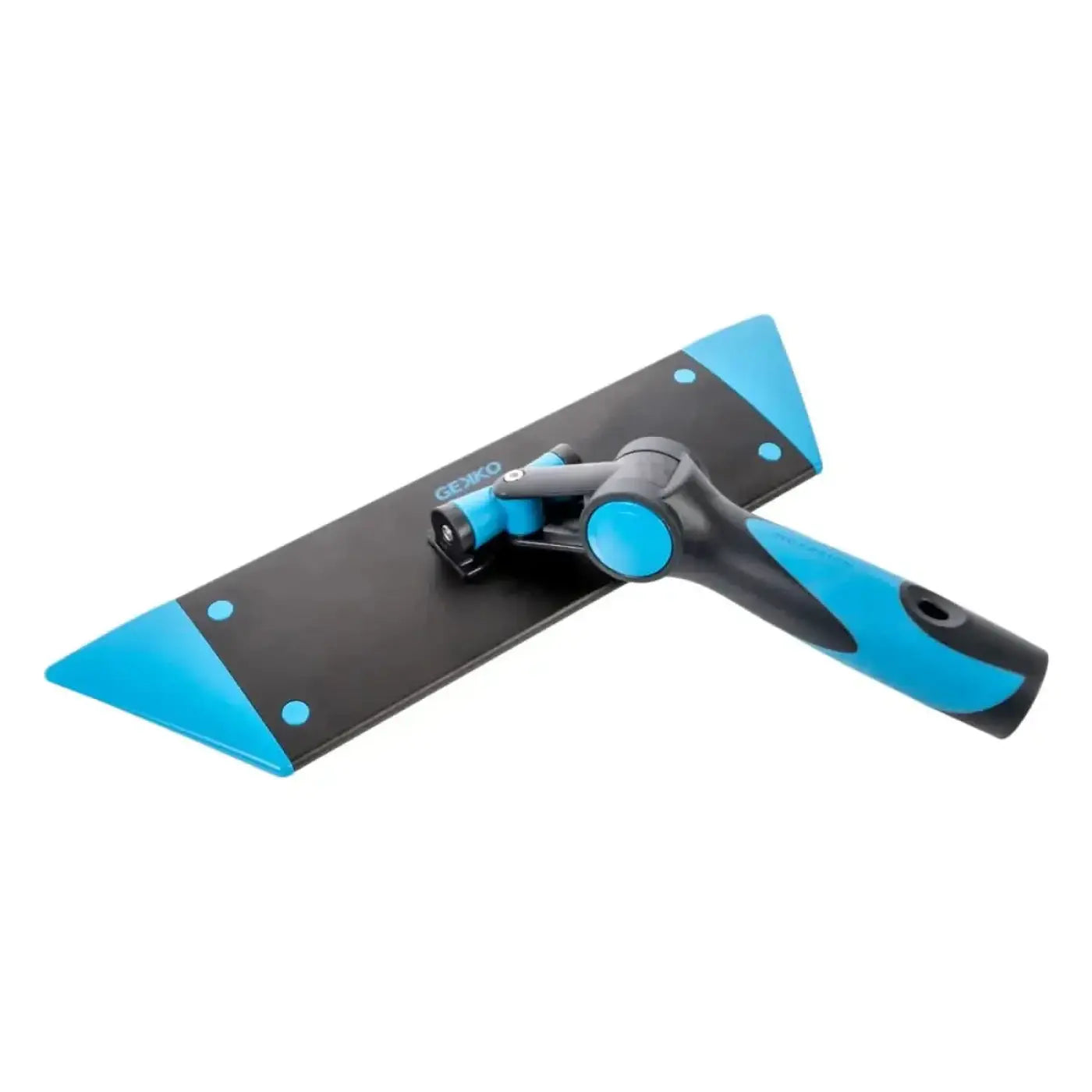 Blau-schwarzer moerman gekko padhalter fenstereinwascher mit ergonomischem griff und gecko-fliesenmuster