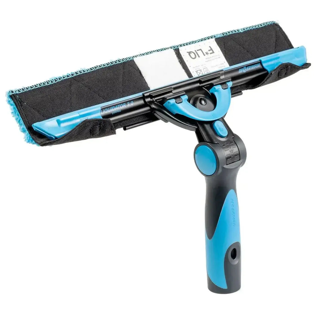 Blau schwarzer f l10 aquadator 3 0 squeegee mit texturiertem griff und mikrofaser pad für moerman liquidator 3 0 fensterwischer schiene mit nxt r gummi