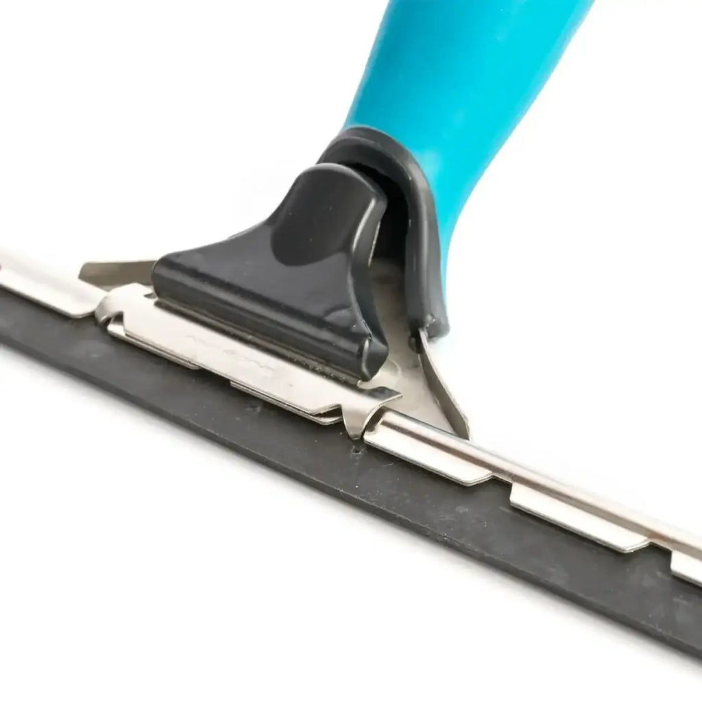 Moerman premium fensterwischer griff mit blauem griff, schwarzer gummilippe und metallrahmen für streifenfreie fenster
