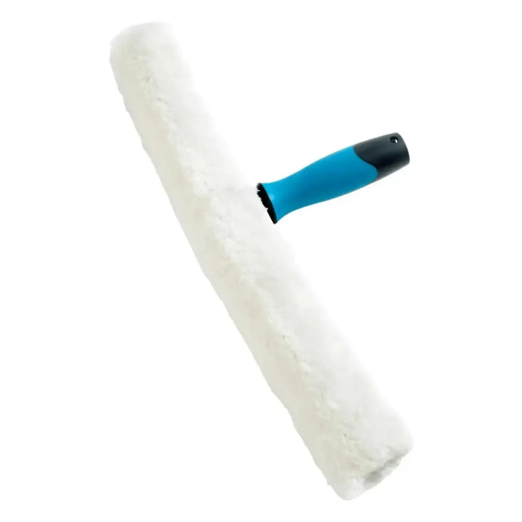Moerman premium t-bar fenstereinwascher träger mit weißem mikrofaserabzieher und ergonomischem türkis-schwarzem griff