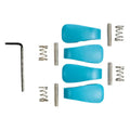 Set von vier leuchtend blauen plastikgriffstücken mit metallschrauben und federn für moerman takumi deluxe ersatzteile