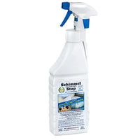 Weißes plastiksprühflasche mit blauem abzug und düse mts original schimmelstop 500ml zur schimmelentfernung