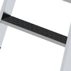 Schwarze strukturierte rutschfeste trittpad set in silbernem metallrahmen für munk nachrüstsatz clip-set r13 stehleiter