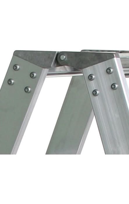 Silberne aluminium stehleiter munk stufen stehleiter beidseitig begehbar mit clip step relax und verstärkten verbindungen