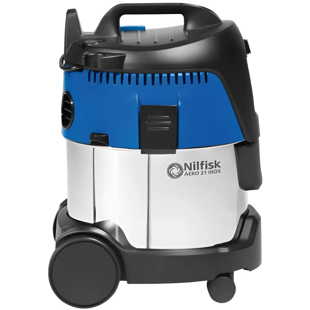 Nilfisk aero 21 inox industriesauger in blau und schwarz mit edelstahltank für nass und trocken reinigen