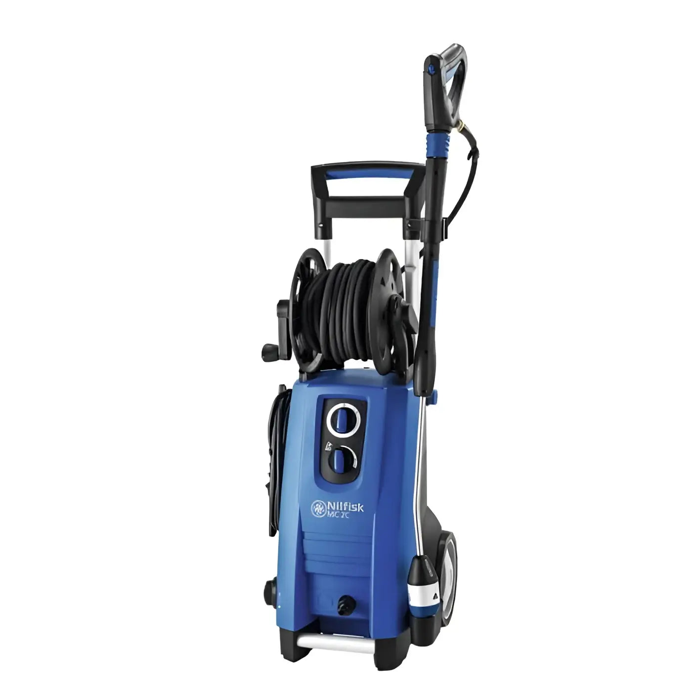 Nilfisk hochdruckreiniger mc 2c-140/610 xt mit kompakter bauweise blauer druckreiniger mit schwarzem schlauch und griff