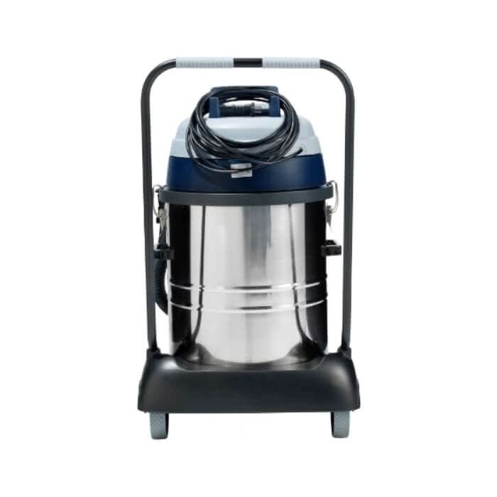 Nilfisk vl100-55 eu go nass- und trockensauger mit edelstahlzylindertank, navyblau-grauem gehäuse, griffrahmen und rollen