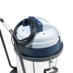 Blau-weißer nilfisk vl100-55 eu go nass- und trockensauger mit klarem glastank industriesauger