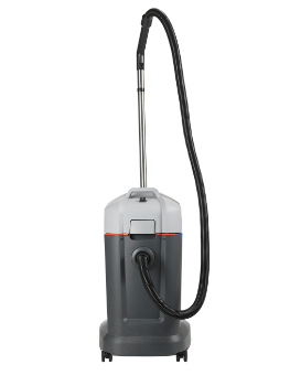 Grau weißer nilfisk vl500 35 bsf nass und trockensauger mit schwarzem schlauch und griff in aufrechter ausführung