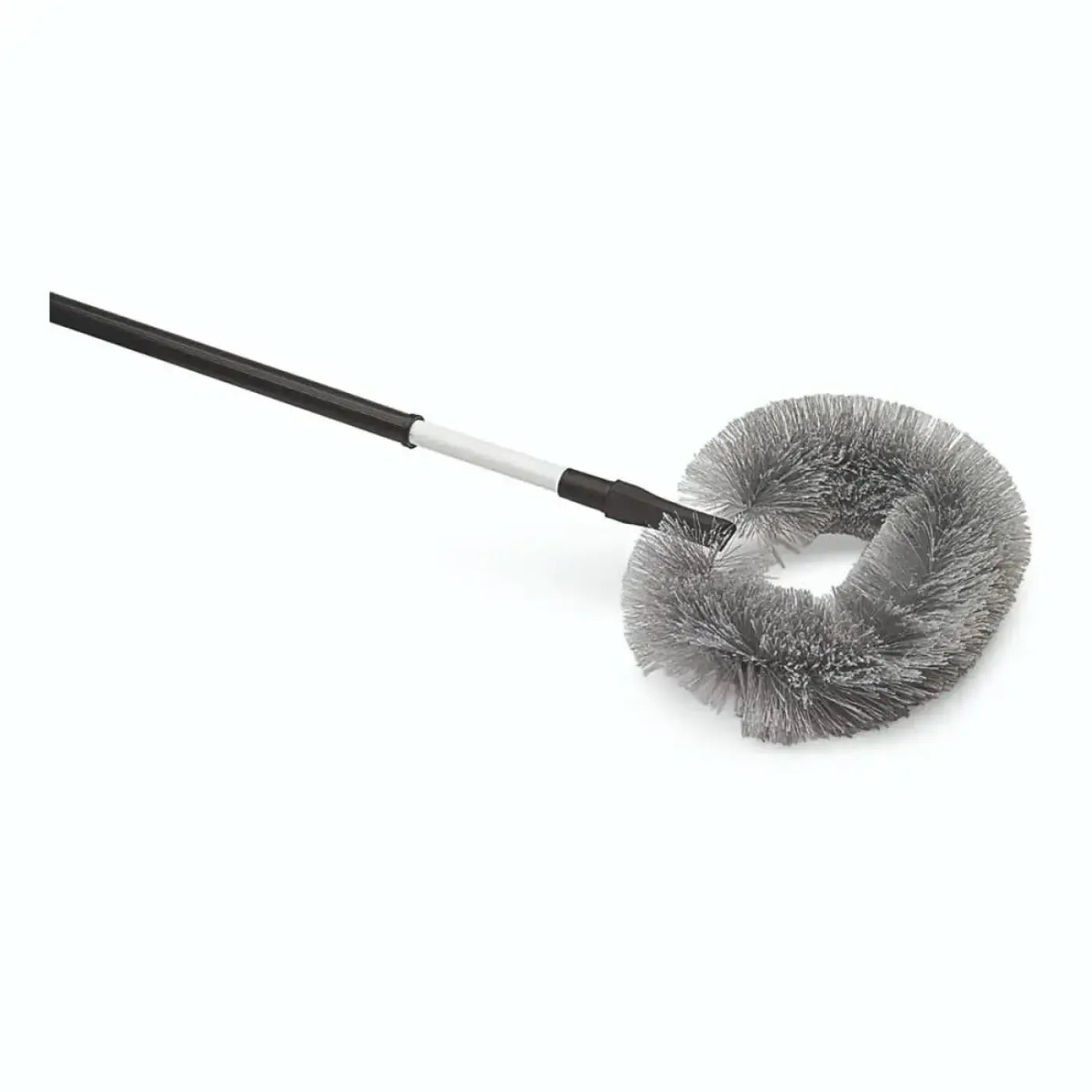 Nölle staubbiene mit teleskopstiel silberner metall drahtbürste mit schwarz weißem griff