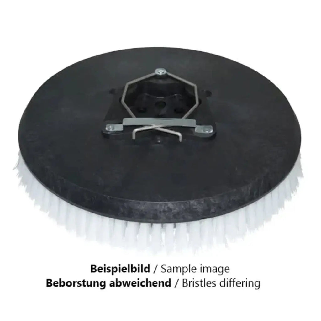 Schrubbteller tynex 17 zoll schwarz mit weißen borsteln und metallhalterung für t7 oder t5680
