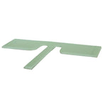 Lightgrünes plastik t förmiges werkzeug mit zwei flachen armen und zentraler leiste für solufresh aeron verdunstervlies