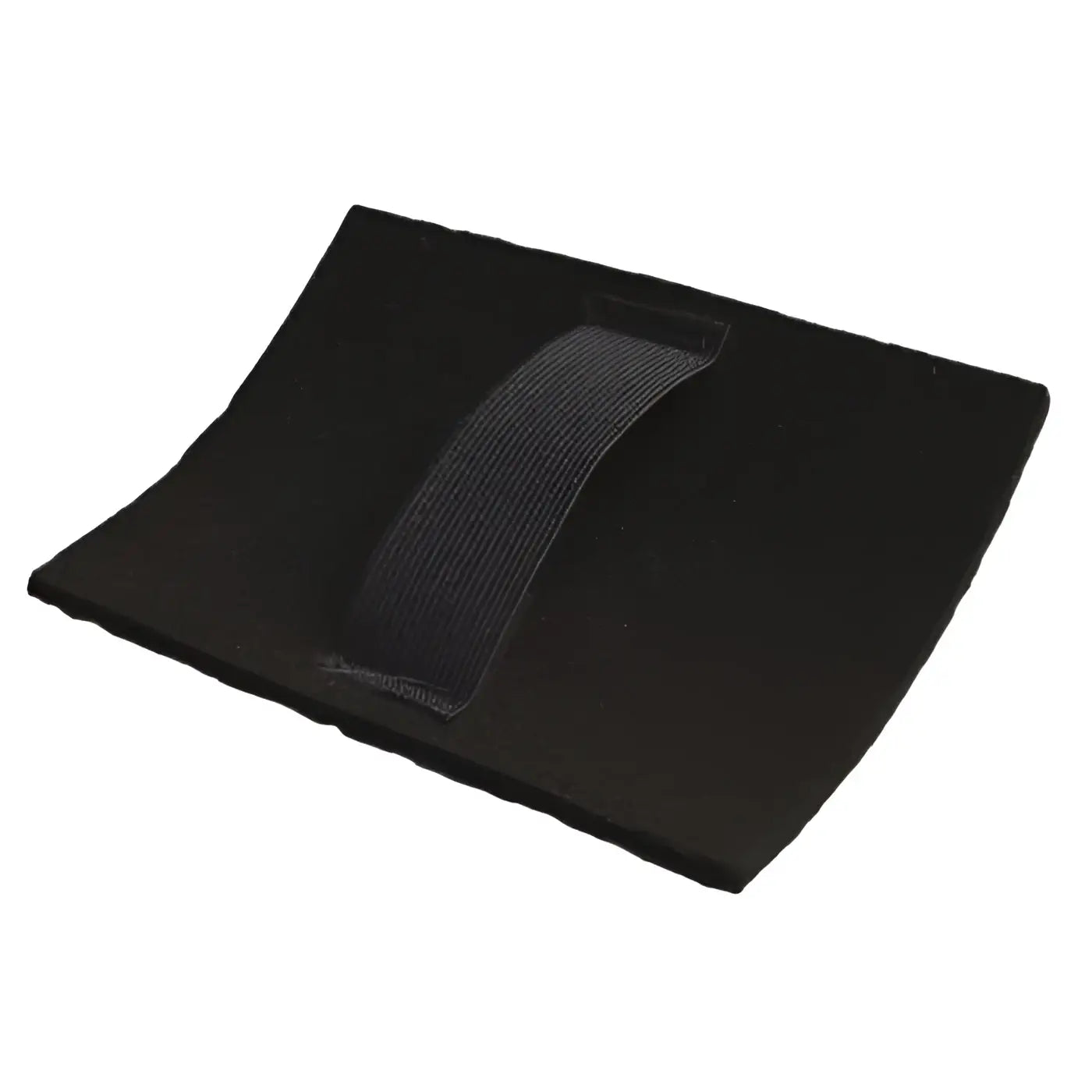 Schwarzer rechteckiger filzpad mit grauem elastikriemen solution glöckner handpadhalter velcro flexibel