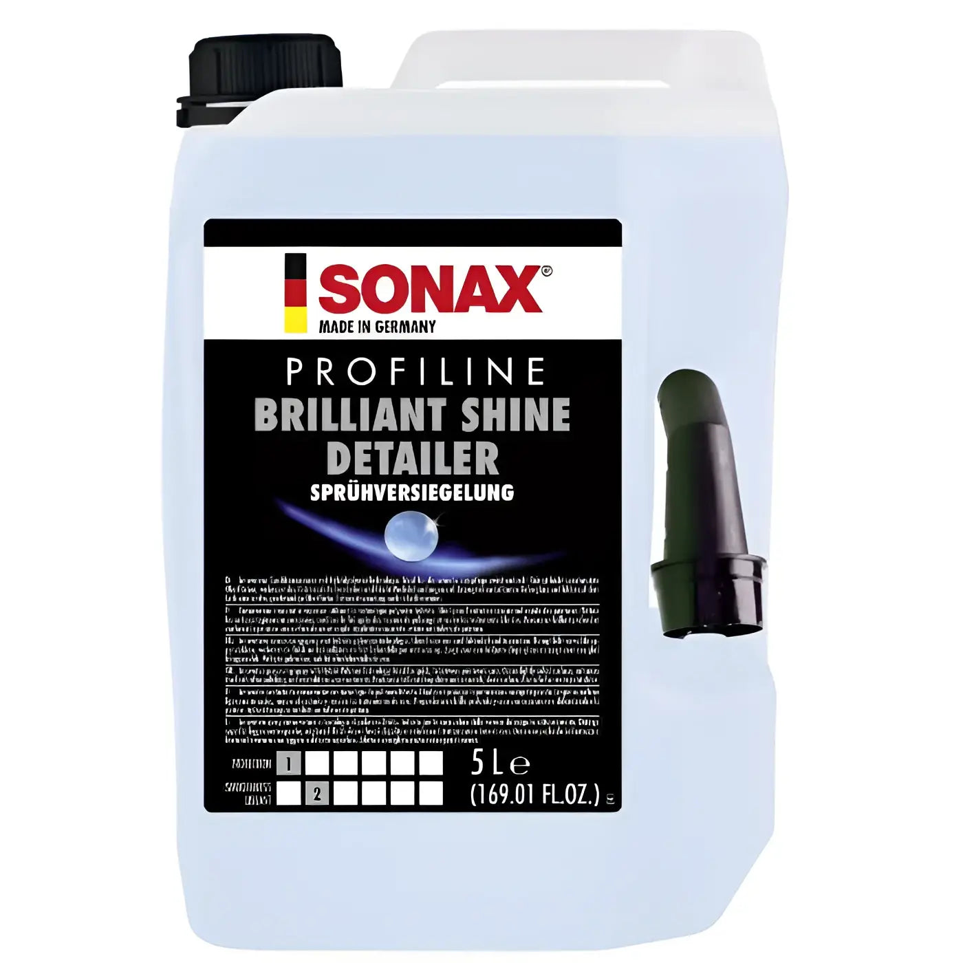 Sonax profiline brilliant shine detailer 5 liter weiße kunststoffkanne mit schwarzem verschluss und düse