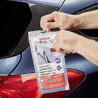 Sonax clean + drive turbowaxtuch weißes mikrofaser-autowachstuch 40x50cm mit blau-rotem branding