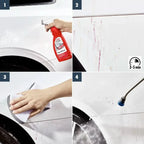 Roter sprayspender mit weißer düse und schwarzem etikett mit car-logo für sonax flugrostentferner 500ml goo gone