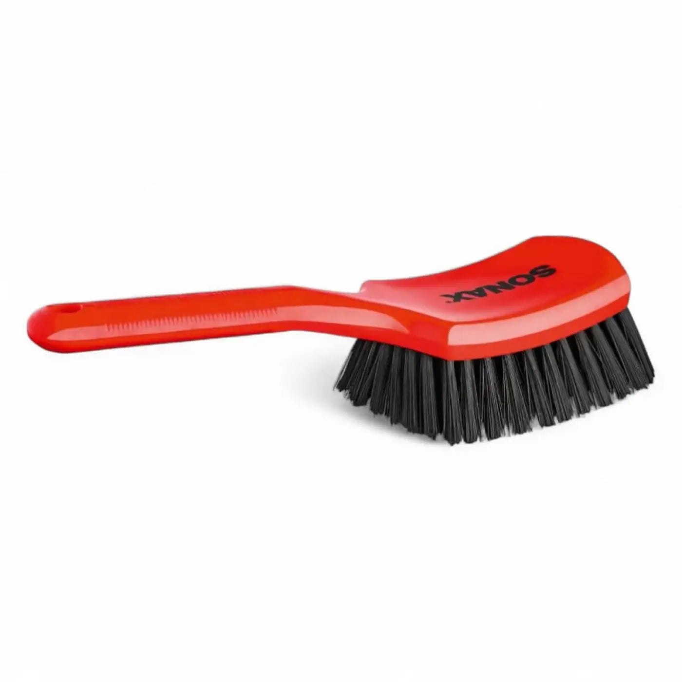 Rote sonax intensivreinigungsbürste mit schwarzen borsten zur gründlichen fahrzeugreinigung