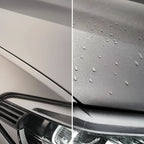 Sonax profiline ceramic spraycoating 5l zeigt silbernen autolack mit schwarzem scheinwerferrand und wasserabweisende beschichtung
