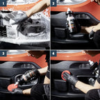 Schwarze flasche sonax profiline plastic protectant exterior mit weißem deckel und rotem etikett für autoinnenraumpflege