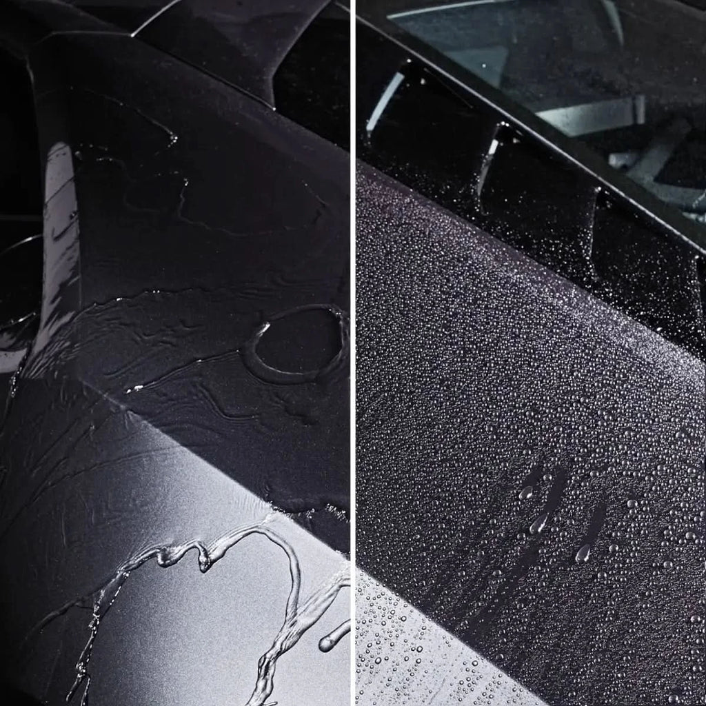 Schwarzer wasserdichter sonax xtreme protect + shine hybrid npt versiegelung regenschirm mit glänzender oberfläche