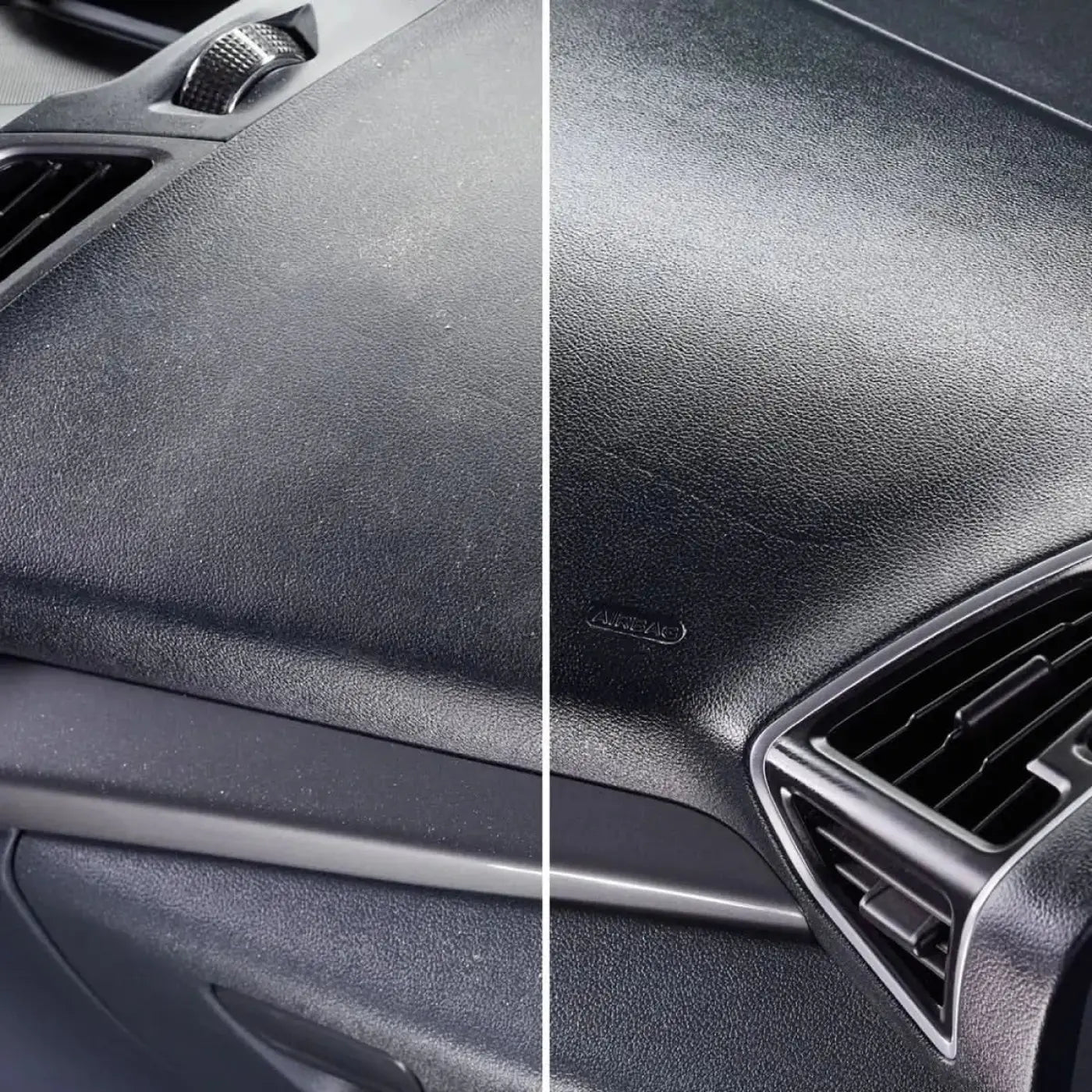 Schwarze texturierte armaturenbrettabdeckung mit matter oberfläche und feiner körnung von sonax tiefenpfleger matt oder glänzend