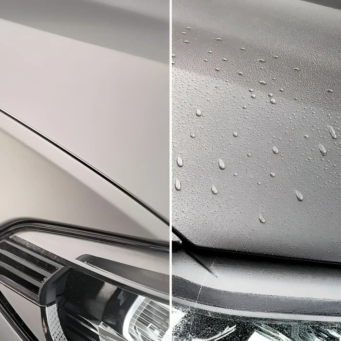 Sonax xtreme ceramic spray versiegelung 750ml auf mattem grauen autolack mit wasserperlen auf der oberfläche