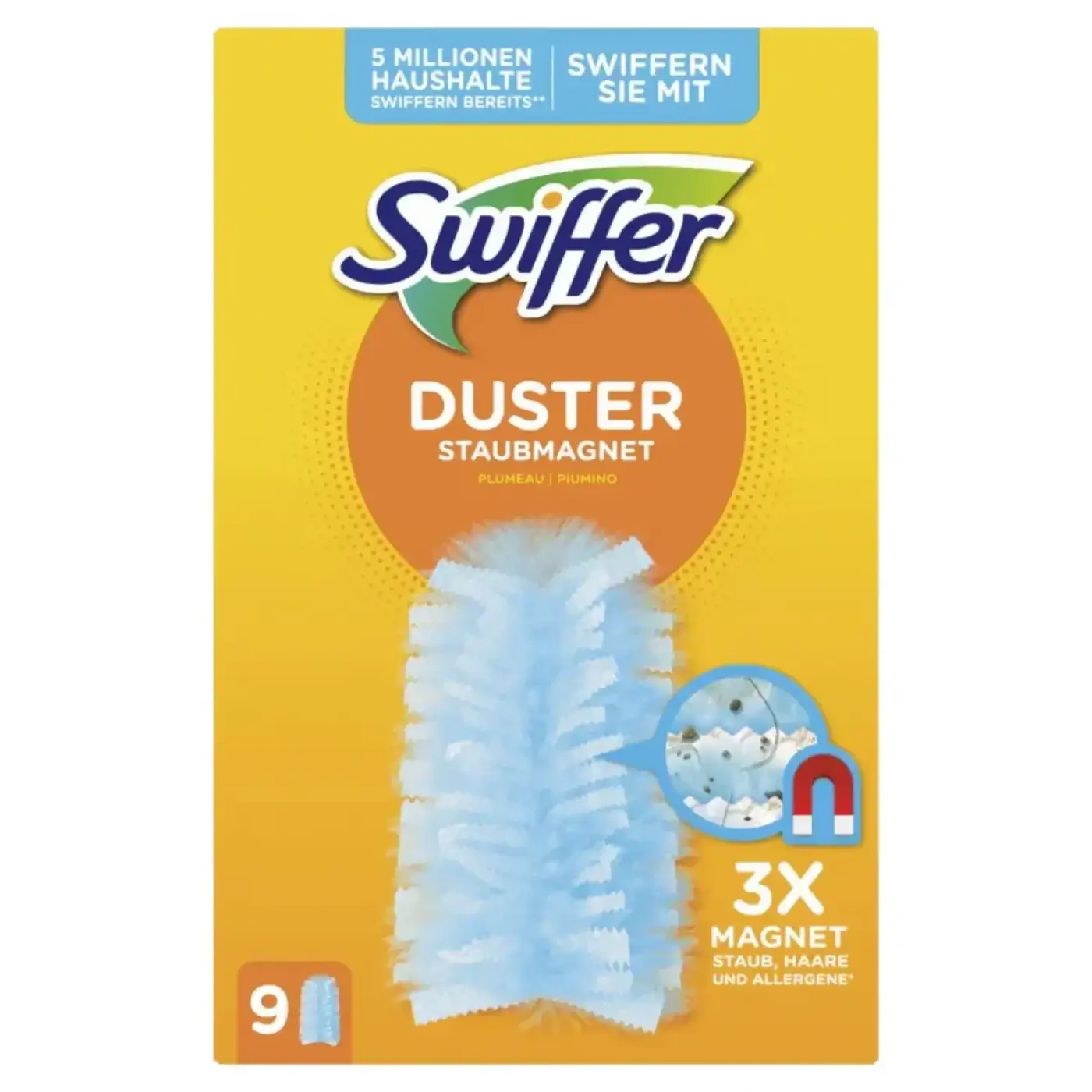 Lichtblauer weicher swiffer duster mit magnetischem kopf zur effizienten staub und haarentfernung im 9er pack