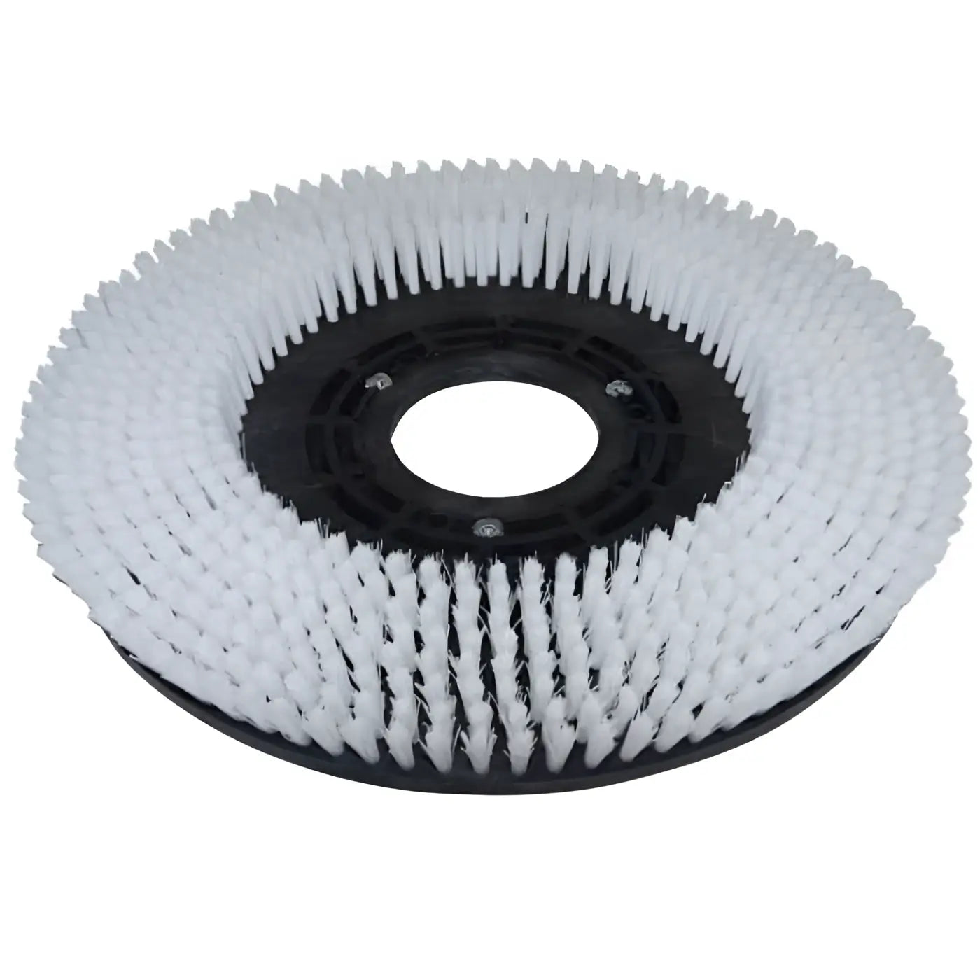 Rundbürste tellerbürste kunststoff 490 515 mm mit dichten weißen borsten und schwarzem kunststoffsockel