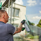 Unger ergotec fensterputzer-komplett-set 6in1 ak015 grün silberner fensterschaber mit grauem mikrofaser-schwammkopf