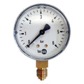 Unger manometer eingangsdruck mit rundem chromrand weißem zifferblatt bis 6 bar und schwarzer nadel nahe null