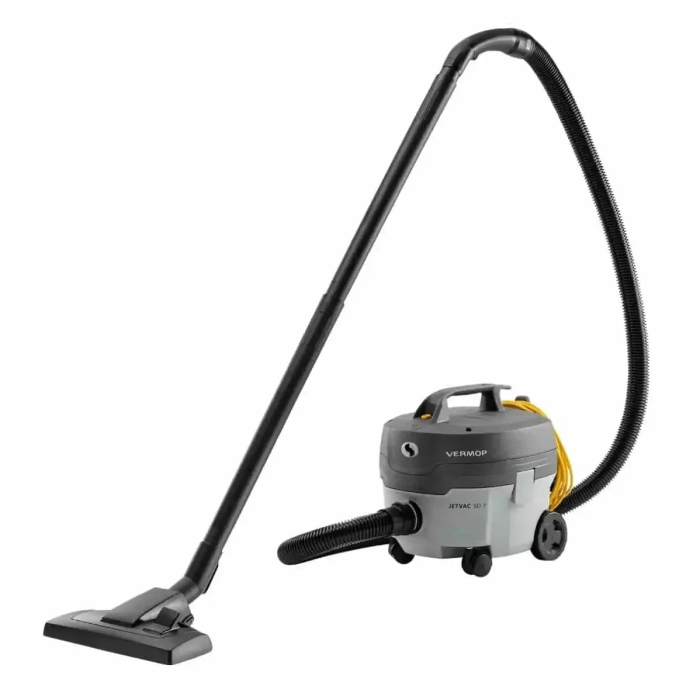 Vermop jetvac sd 7 trockensauger grau und silber mit schwarzem schlauch, rohr und bodendüse