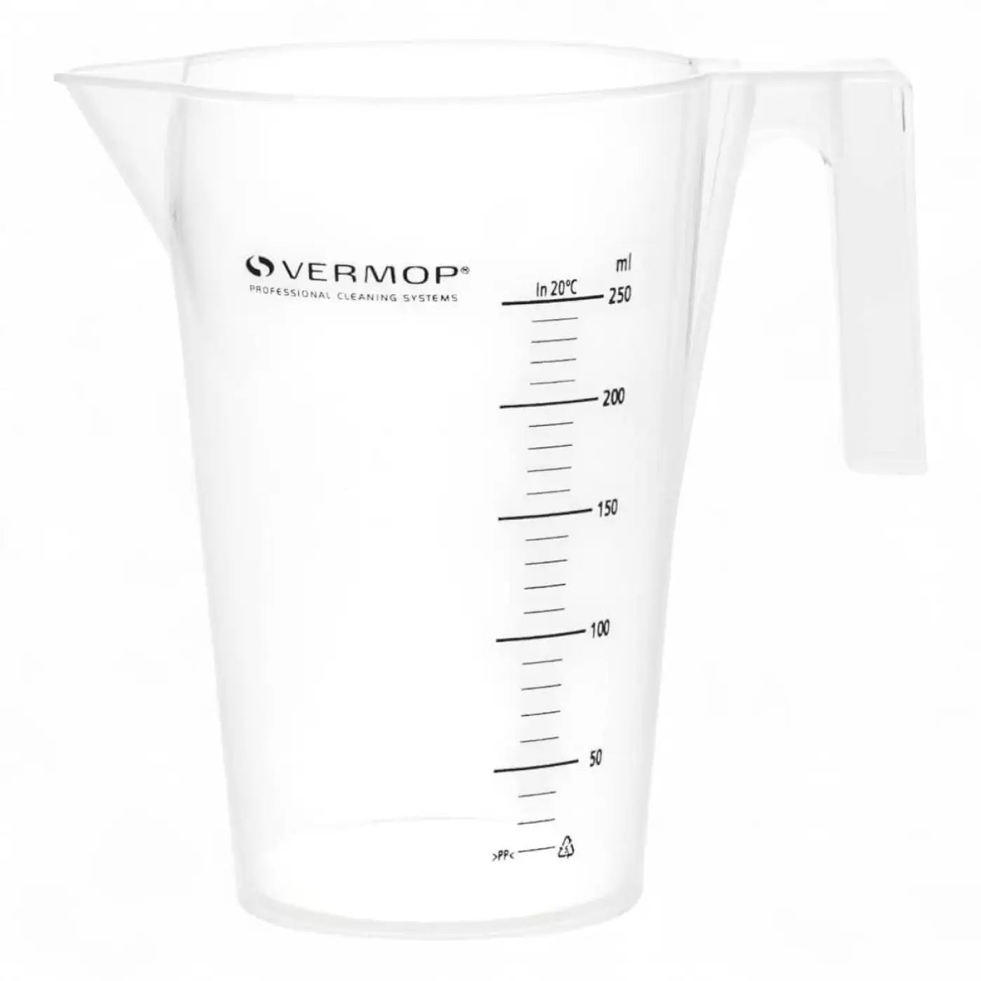 Klarer messbecher aus kunststoff mit griff und milliliter-skala von vermop professional cleaning systems