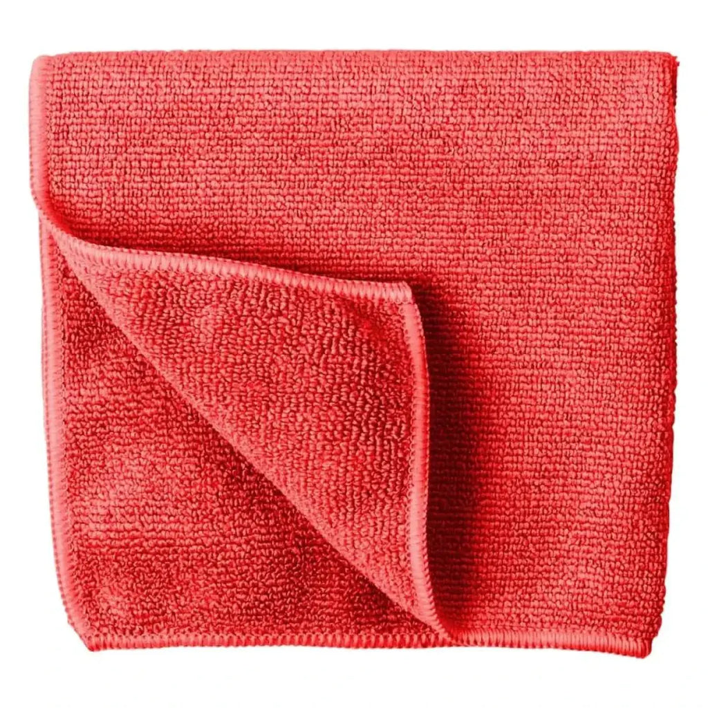 Rote mikrofasertücher von vermop softtronic 1 mit weicher struktur und sauber verarbeiteten kanten in 5er pack