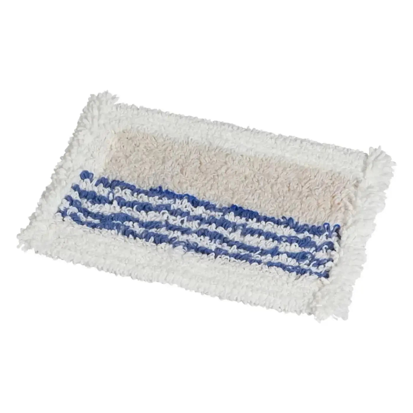 Vermop twix tronic wischmop 30 cm mit weiß blau gestreiftem badematte und flauschigen texturierten kanten
