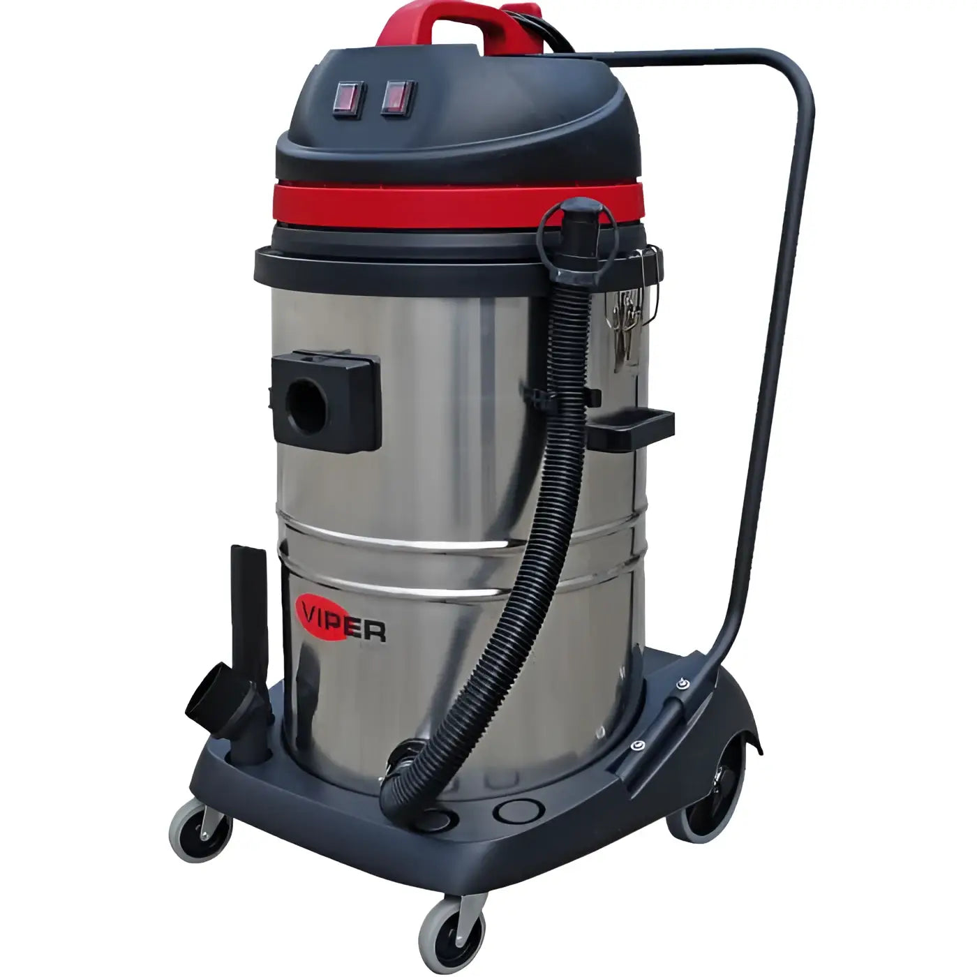 Viper nasssauger trockensauger lsu275 p eu mit edelstahlgehäuse schwarz roten akzenten und rollenbasis