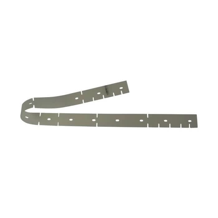 Grauer metall-gürtelriemen mit gleichmäßig verteilten löchern und gebogenem ende für abreissblatt urethan vorn tennant t5 71cm