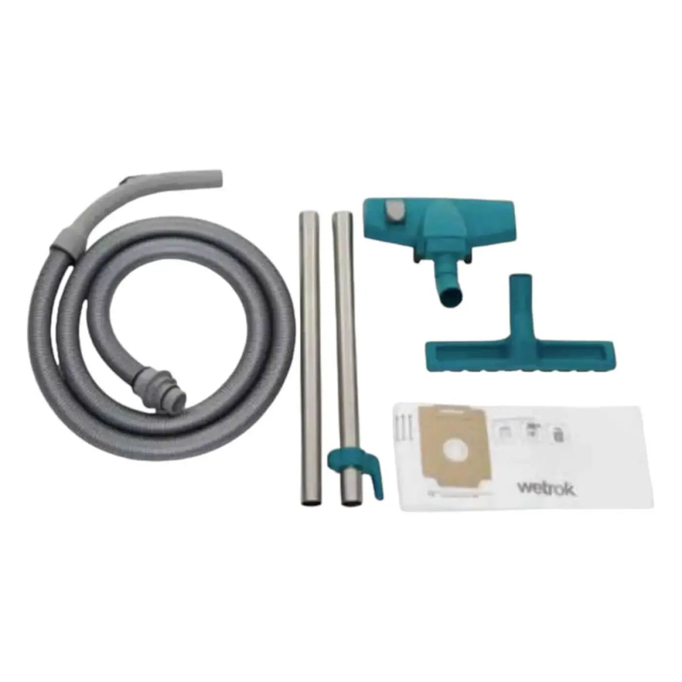 Wettrok durovac 6 trockensauger staubsauger mit teal- und grauem aufsatzset aus metallrohren und staubbeutel