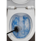 Schwarze granubowl wc-reiniger tasse mit langem griff und borsten für effektive toilettenreinigung