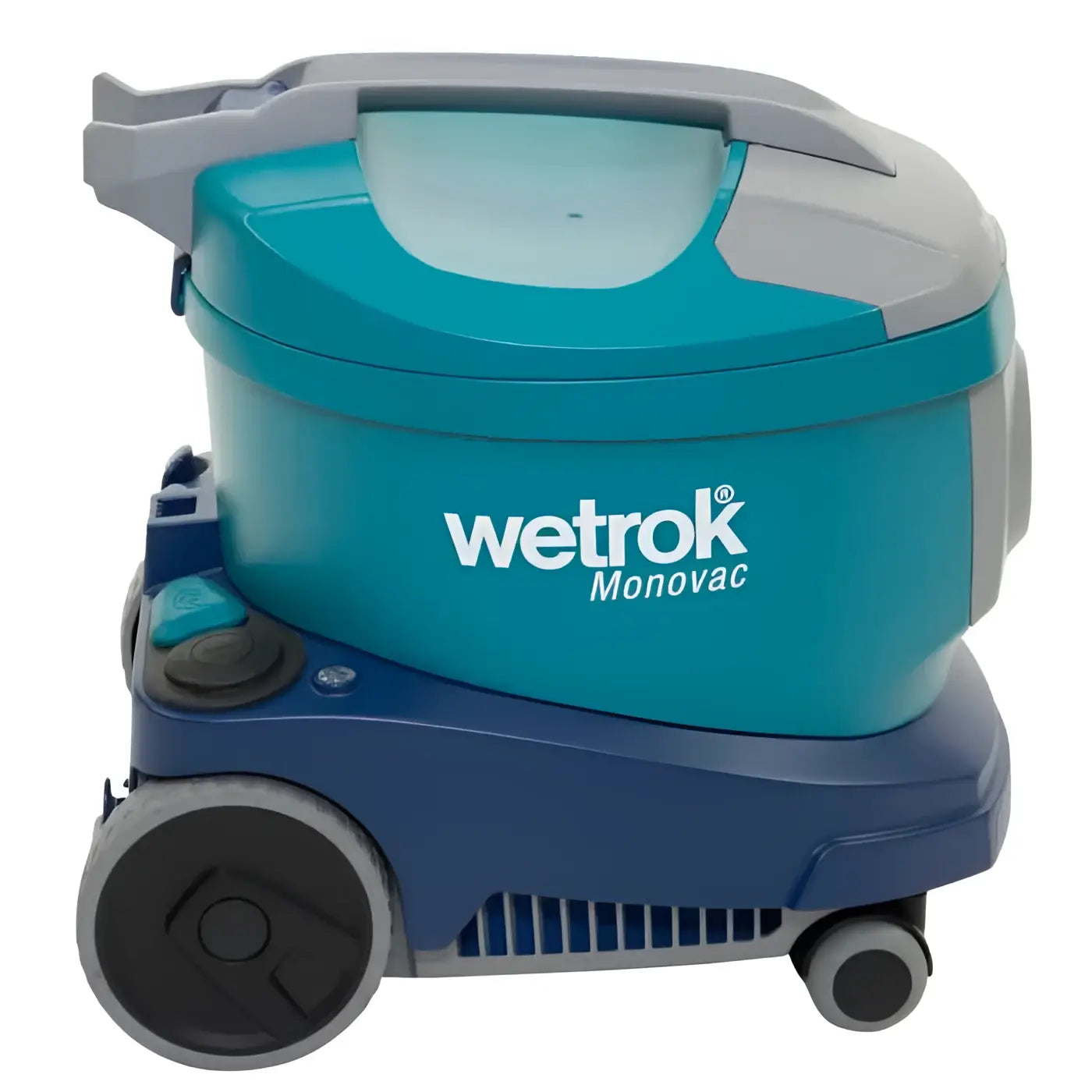 Teal und grau wetrok monovac comfort 6 staubsauger mit robustem fahrgestell und rädern für nasse reinigung