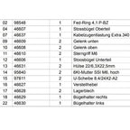Technische teileliste für mechanische montage des wetrok sterngriff m6 extravac 340 reinigungsgeräts