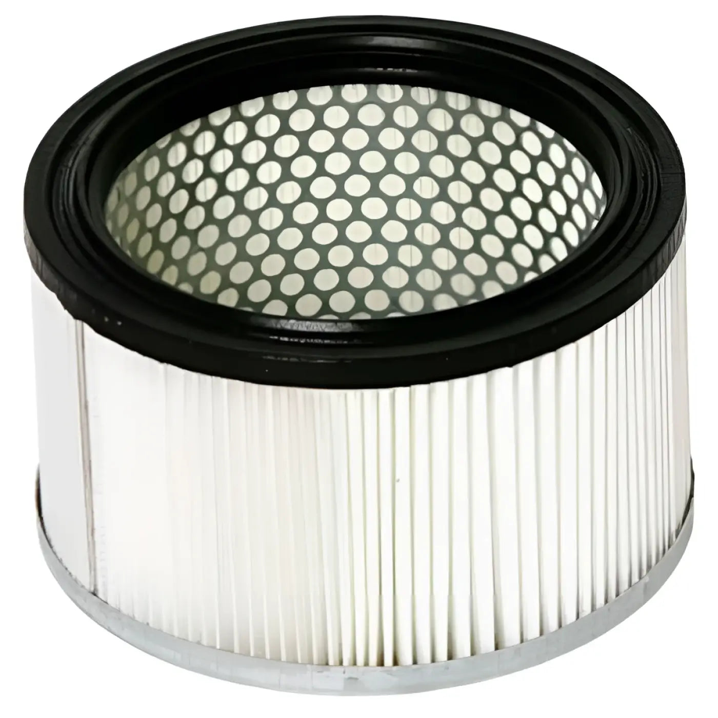 Weißer plissee-luftfilter mit schwarzer gummidichtung und metallkappen für wetrok vorfilter monovac durovac